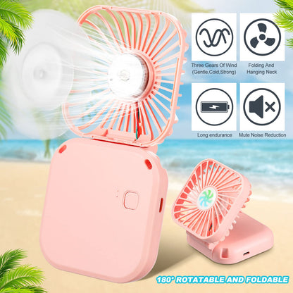 Hortsun 36 Pack Mini Necklace Fans Bulk USB Rechargeable Handheld Folding Fan with 3 Speeds, Quiet Personal Cooling Fans Bulk Gifts for Women, Eyelash, Teachers, Wedding Favors, Travel, Outdoor
