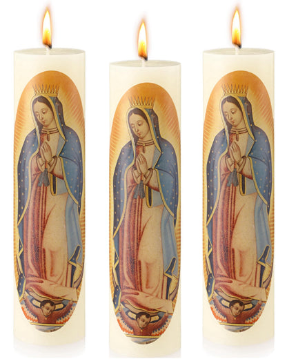 Conelist 3 Pcs Virgen De Guadalupe Candle Virgin Mary Candles Catholic Candle Religious Prayer Candles Decoration Burning Clean Unscented Religious Decoration Gift Idea for Mother's Day Birthday