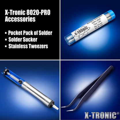 X-Tronic 8000 Series - 8020-XTS - Dual Soldering Iron/Tweezers Station • ESD Safe • 5 Solder Tips • 6 Temp Presets • Auto Shut Down Function • Calibration Function • °C/°F Conversion • Sleep Timer