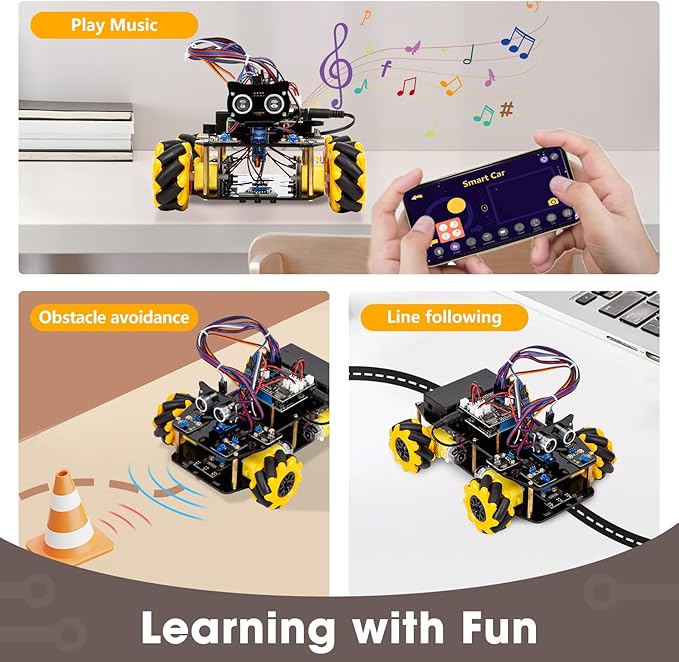 ACEBOTT Robot Kit Robotics for Kids Ages 8-12 12-16 STEM Toys for Boys with Remote &amp App Control Arduino &amp Scratch Compatible Science Kits for Kids Age 8-12 12-16 for Boys &amp Girls(Yel