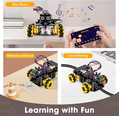 ACEBOTT Robot Kit Robotics for Kids Ages 8-12 12-16 STEM Toys for Boys with Remote &amp App Control Arduino &amp Scratch Compatible Science Kits for Kids Age 8-12 12-16 for Boys &amp Girls(Yel