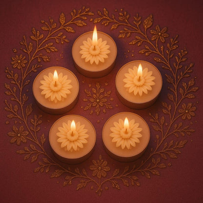 Aura By Sciian Flower Tealight Candle Holder Set of 20 | Wax Candles for Diwali, Home Decor, Weddings, Birthdays & Festivals | Long Burning | Smokeless | Ideal Gifting Set for Any Occasion