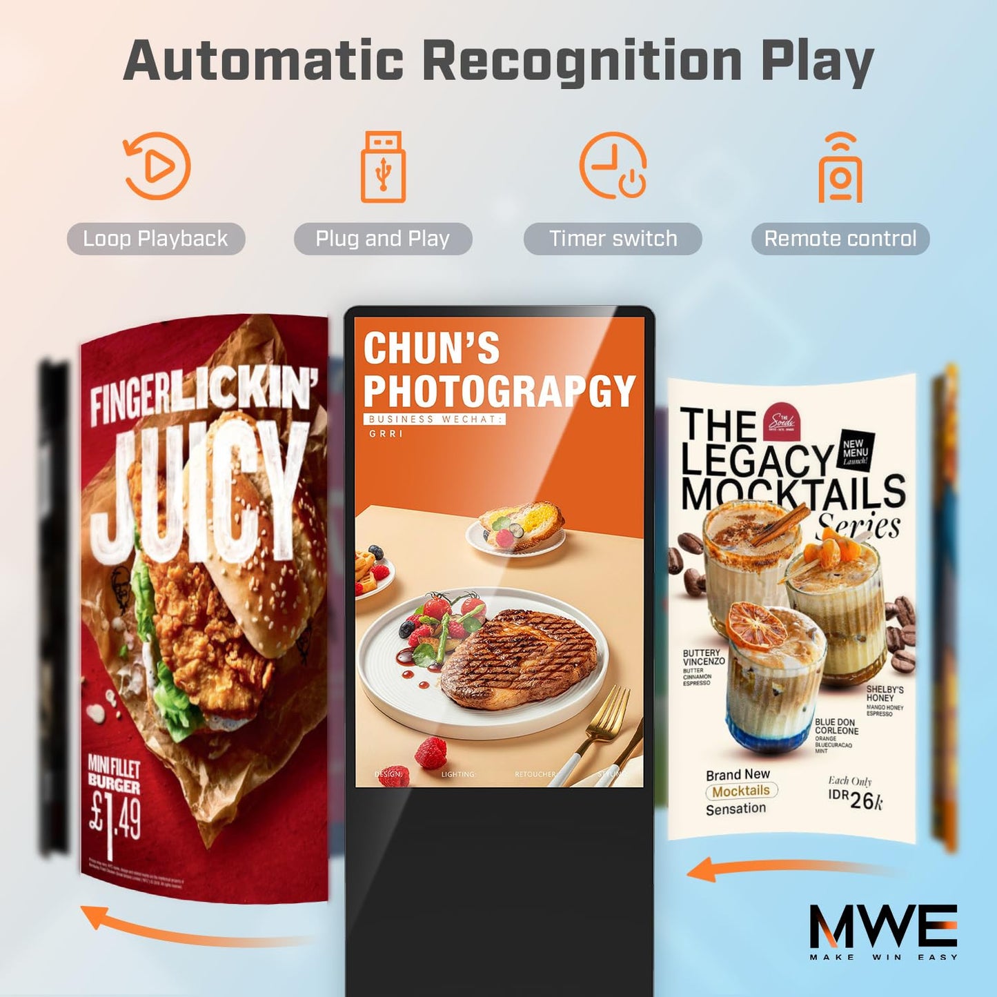 QIXZOCV MWE 43 Inch Indoor Digital Signage Touchscreen Kiosk Floor Standing Advertising Display LCD Totem Interactive Display Poster Android System with Auto Media Player