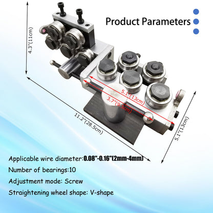 PreAsion Metal Wire Cable Straightener Straightening Machine with 10pcs V Shape Straighten Wheels Adjustable Diameter 2-4mm Straightening Tool for Different Metal Wire