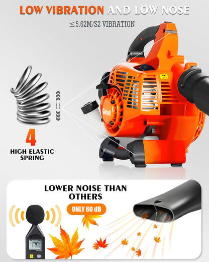 Getell Handheld Gas Leaf Blower – 26cc Two-Cycle Engine, 180 mph, 380 cfm – High-Velocity Yard Clearing Tool for Lawn Care, Driveways, and Light Snow Removal (Black Orange)