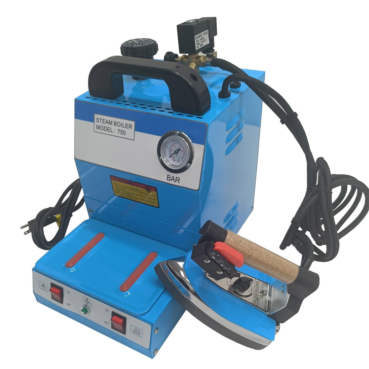 PreAsion 110V Industrial Steam Iron & Boiler Station - 1600W Professional Ironing System with Adjustable Steam & Temperature for Clothing Stores, Laundry, Factories, and Curtain Shops