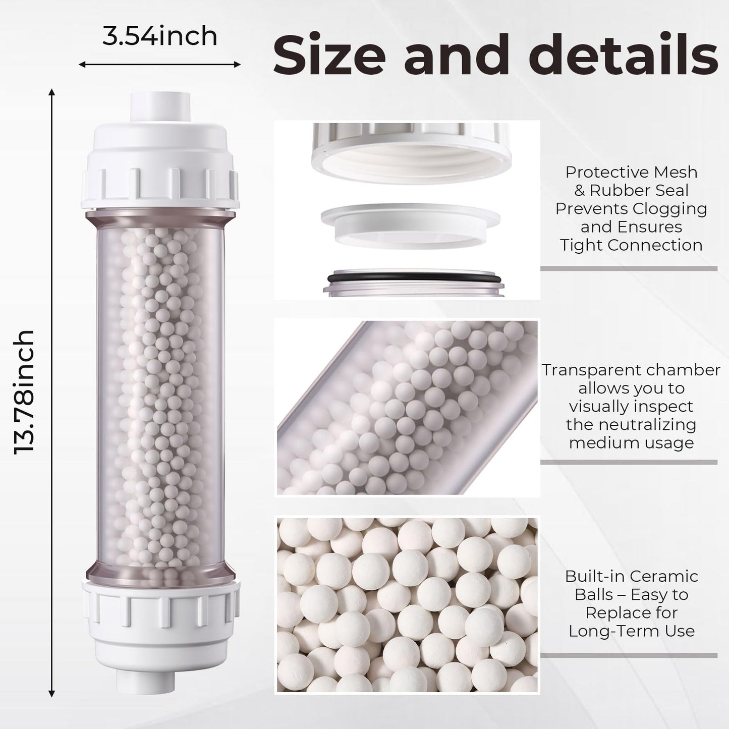 Lounsweer 2 Pcs Condensate Neutralizer Kit with 925g Ceramic Balls, Transparent Tube with Complete Fittings, Wall-Mount Clamps, PVC Tubing PTFE Tape, etc. for HVAC Furnace & Boiler Replaceable Media