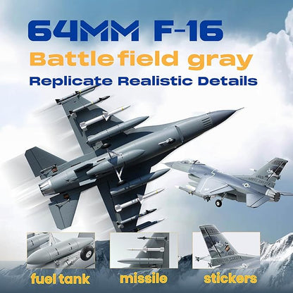 Fms Rc Planes for Adults EDF Jet Remote Control Airplane Fighting Falcon 64mm F16 Battlefield Gray 6 Channel Hobby Rc Airplanes PNP (No Radio Battery Charger)