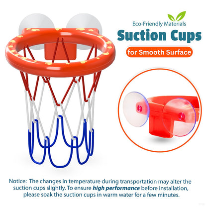 Bath Toys – Bathtub Basketball Hoop for Toddlers, Kids, Boys and Girls | 4 No-Hole Balls & Strong Suction Cups | Fun Basketball Bath Toy for Toddlers