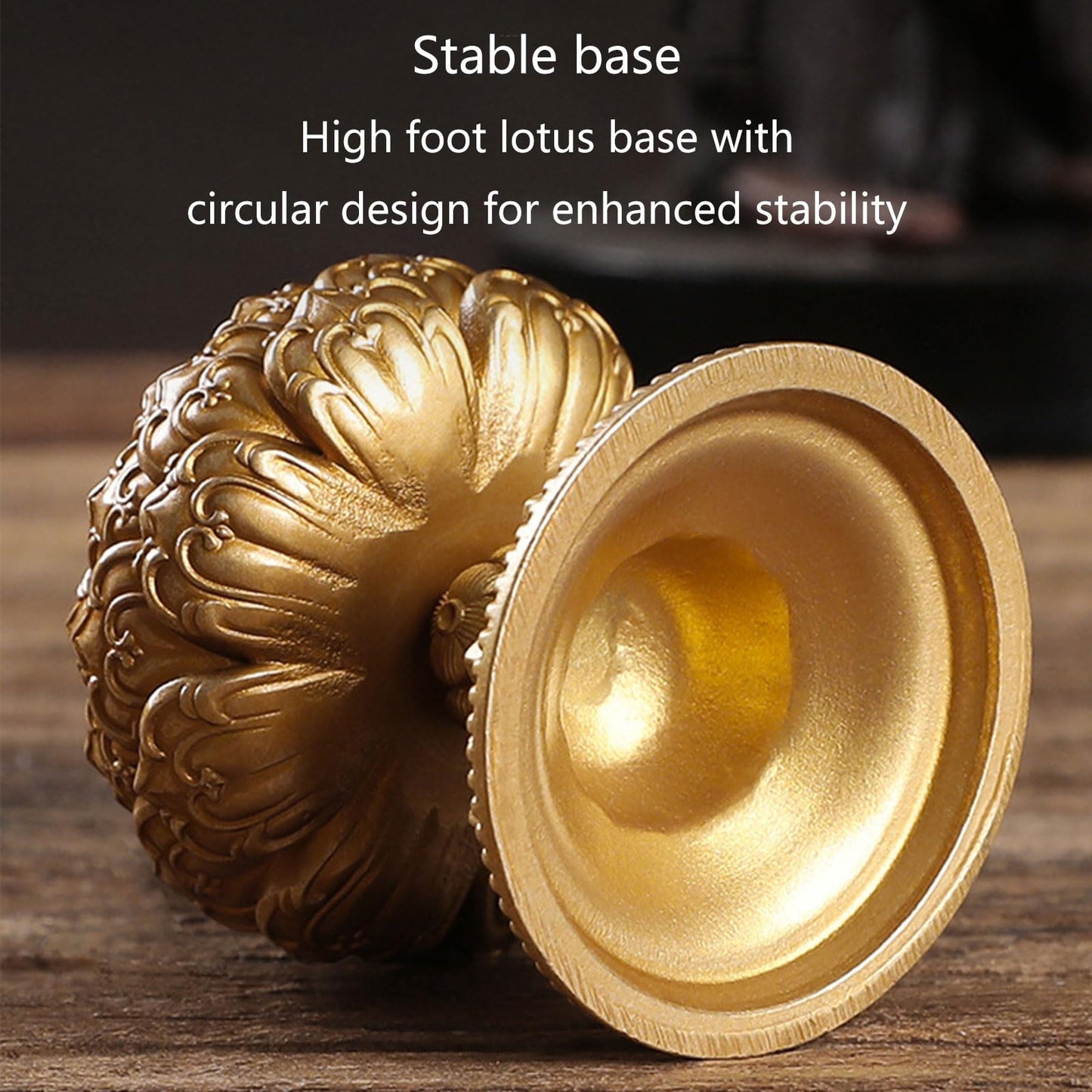 hokojix Brass Butter Lamp Antique Flower Buddhist Tibetan Candlestick Base Religious Tealight Metal Candle Holder Supplies