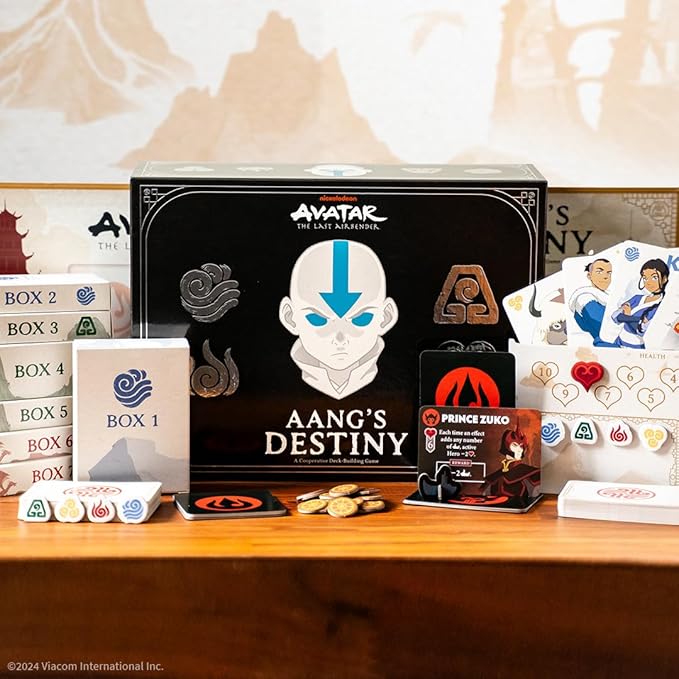 Avatar: The Last Airbender: Aang's Destiny Cooperative Deck Building Strategy Board Game Play as Aang Katara Appa &amp More Fun for Family Game Night Ages 10+ 2-4 Players 60 Minutes
