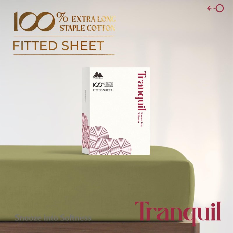 Mayfair Linen 100% Egyptian Cotton Deep Pocket King Fitted Sheet - Luxury 800 Series Tranquil Collection King Fitted Sheet Only (Sage Green), Soft Cooling Hotel Bottom Sheets, Fits Upto 18" Mattress