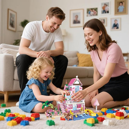 Pink Seaside Beach Villa Friends Building Set Friends Construction Educational Toy 822 Pieces Gifts for Girls Teens Kids Adults Ages 6+