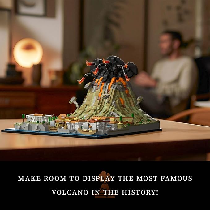Architecture The Ancient City of Pompeii in Rome Building kit Mount Vesuvius Collectible Display Set 2539 Pcs for Adults Compatible with Lego (2539 Pieces)