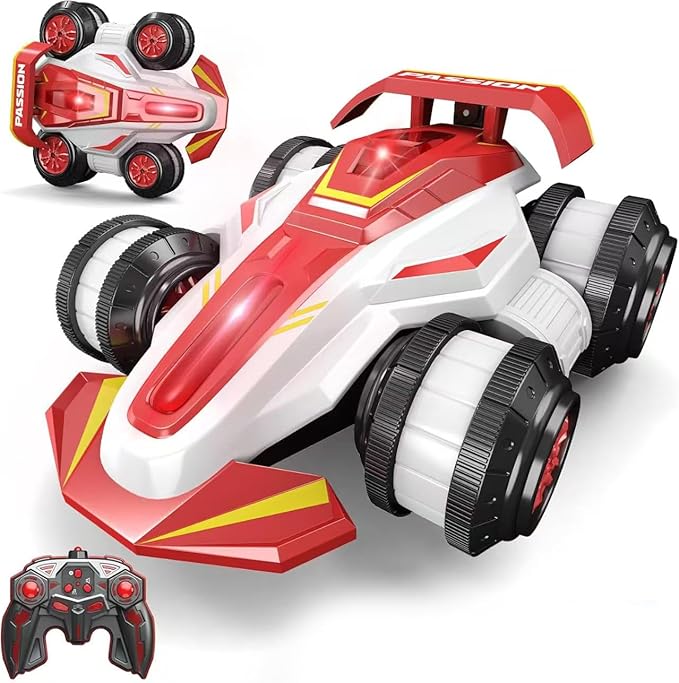 Upgraded Remote Control Car 360° Spins RC Car 2- in-1 Anti-Gravity RC Racer Wheelie Drift Stunt Car with Lights&ampMusic Birthday Gifts Toys for 6 7 8 9 10 11 12 Year Old Boys