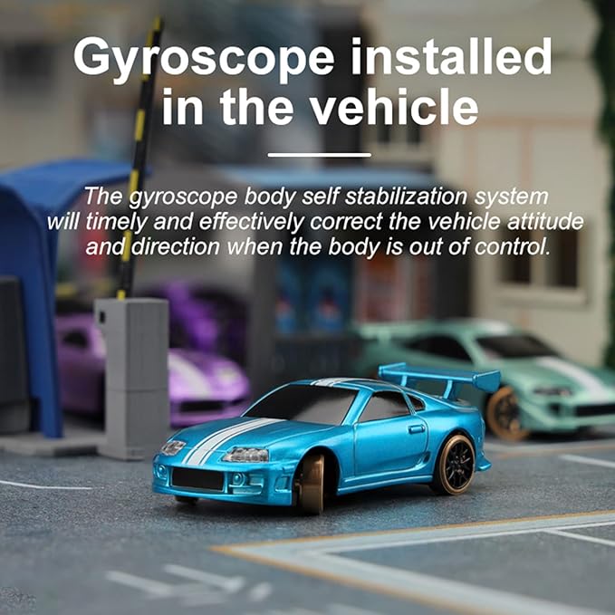 Turbo Racing C63 1:76 Scale Drift RC Car with Gyro Mini Full Proportional RTR 2.4GHZ Remote Control with 2 Replaceable Body Shell(Lake Blue)