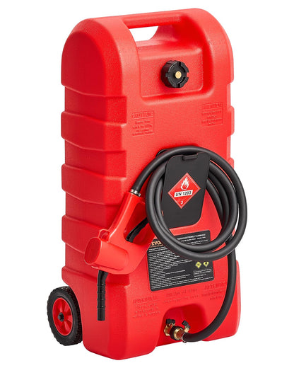 VEVOR Fuel Caddy, 15 Gallon, Fuel Tank Container with Gravity & Hand Pump Modes, Portable Fuel Tank with Wheels, 10 ft Delivery Hose & Manual Pump, Gas Caddy for Motorboats, ATVs, Gasoline & Diesel