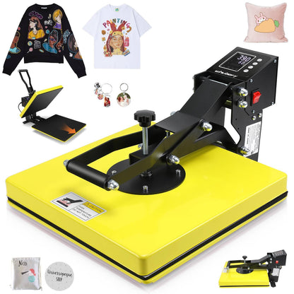 AKEYDIY Heat Press 15x15, Large Heat Press Machine for Tshirts (Yellow)