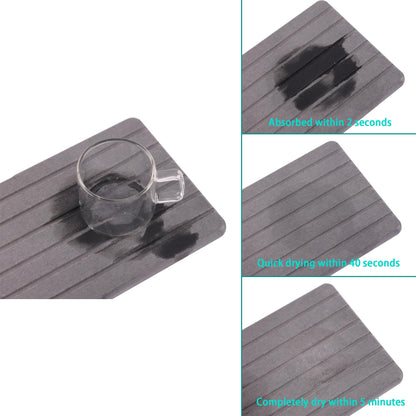 NiuYichee 2 PCS Water Absorbent Diatomite Coasters Rectangle, Grooved Design, Water Absorbing Stone Used for Hand Soaps & Plants & toiletries in The Modern Home