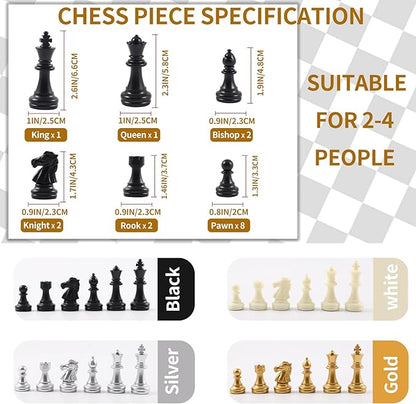 4 Four Players Chess Board Game Four Person Chess Set Game Unique Team Chess Set Mouse Pad Material with 4 Sets of Chess Pieces (64 Pieces) 2-4 Person Adult Game Portable Game Set