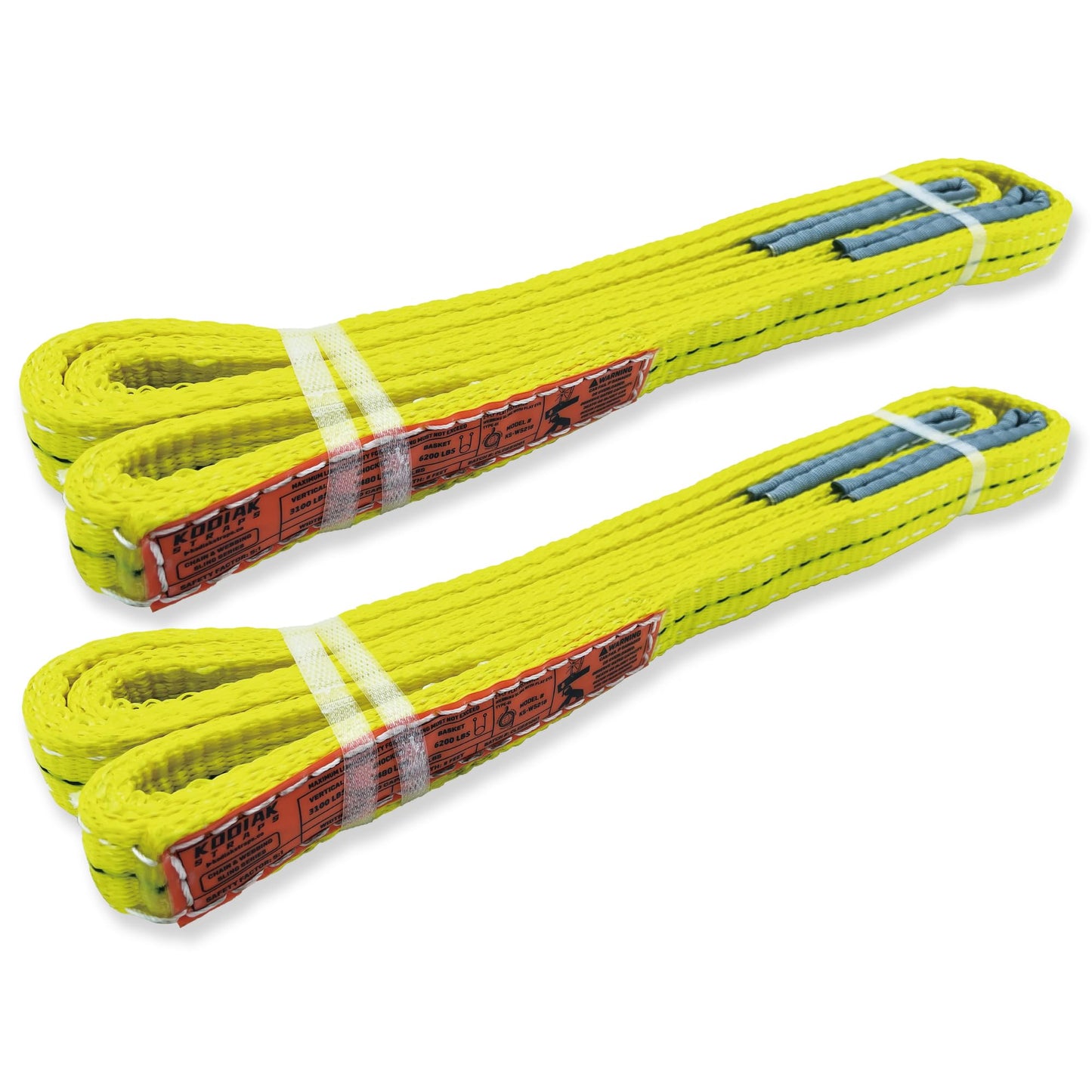 KODIAK STRAPS 2-Ply Lifting Straps 1" x 4ft Polyester Webbing Sling Tree Saver 2 Pack Heavy Duty Web Strap Rigging Moving Towing Hoisting Gear