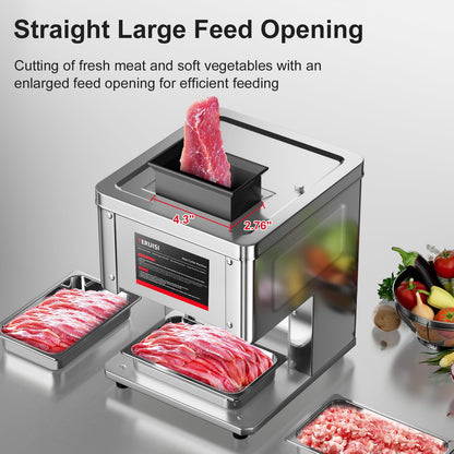 TERUISI Meat Cutter Machine, 950W Electric Slicer Cutting Machine with 450LBS/H Slicing Output, 3.5mm Commercial Meat Slicer with Removable Blade for Boneless Pork Chicken Soft Vegetables, TDK Model