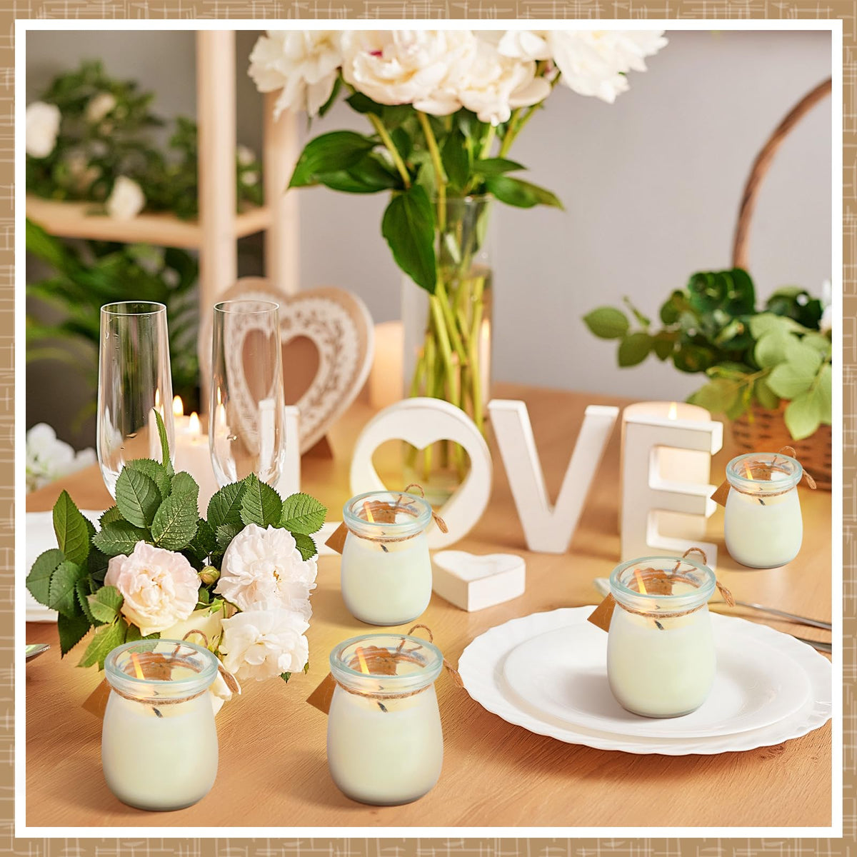 Teenyyou 20 Pack Glass Candle Jars for Making Candles Bulk 3.4 oz Small Clear Empty Glass Jars with Airtight Bamboo Lid Twine Wick Label Wax Core Holder for Baby Shower Guest Christmas Party Gifts