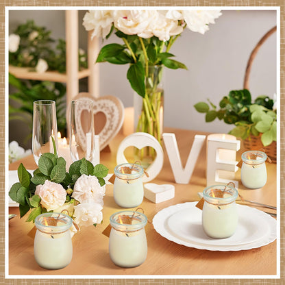 Teenyyou 20 Pack Glass Candle Jars for Making Candles Bulk 3.4 oz Small Clear Empty Glass Jars with Airtight Bamboo Lid Twine Wick Label Wax Core Holder for Baby Shower Guest Christmas Party Gifts