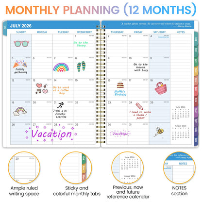 Teacher Planner 2026-2027 - Teacher Lesson Planner 2026-2027, July 2026 - June 2027, 8.5" x 11", Weekly & Monthly Lesson Plan Book for Teacher, Academic Planner with Colorful tabs, Inner Stickers