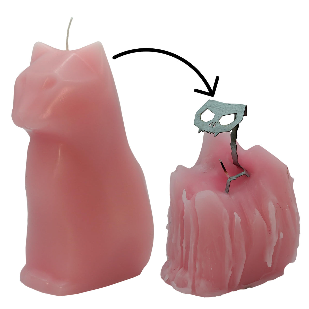 Hidden Skeleton Cat Candle (Pink)