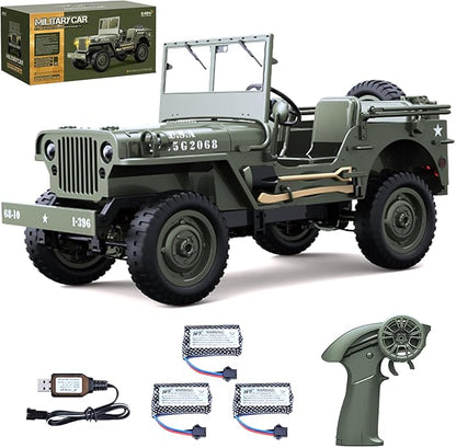 Remote Control Car 2.4Ghz 4WD Off Road RC Jeep Rock Crawler Vehicle with Linked Lights 1:10 Scales All Terrain Remote Control Trucks RTR Hobby RC Car for Teen Adults