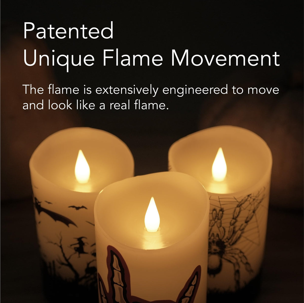 Softflame Halloween Flameless LED Candles with Remote Control, 3"x 5"Battery Operated Pillar Real Wax with Timer for Halloween Decorations, Ghost House Candle