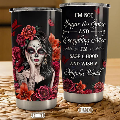 SANDJEST Sugar Skull Tumbler 20oz Stainless Steel Insulated Coffee Travel Mug Cup for Women Girls Gifts for Birthday Christmas Halloween