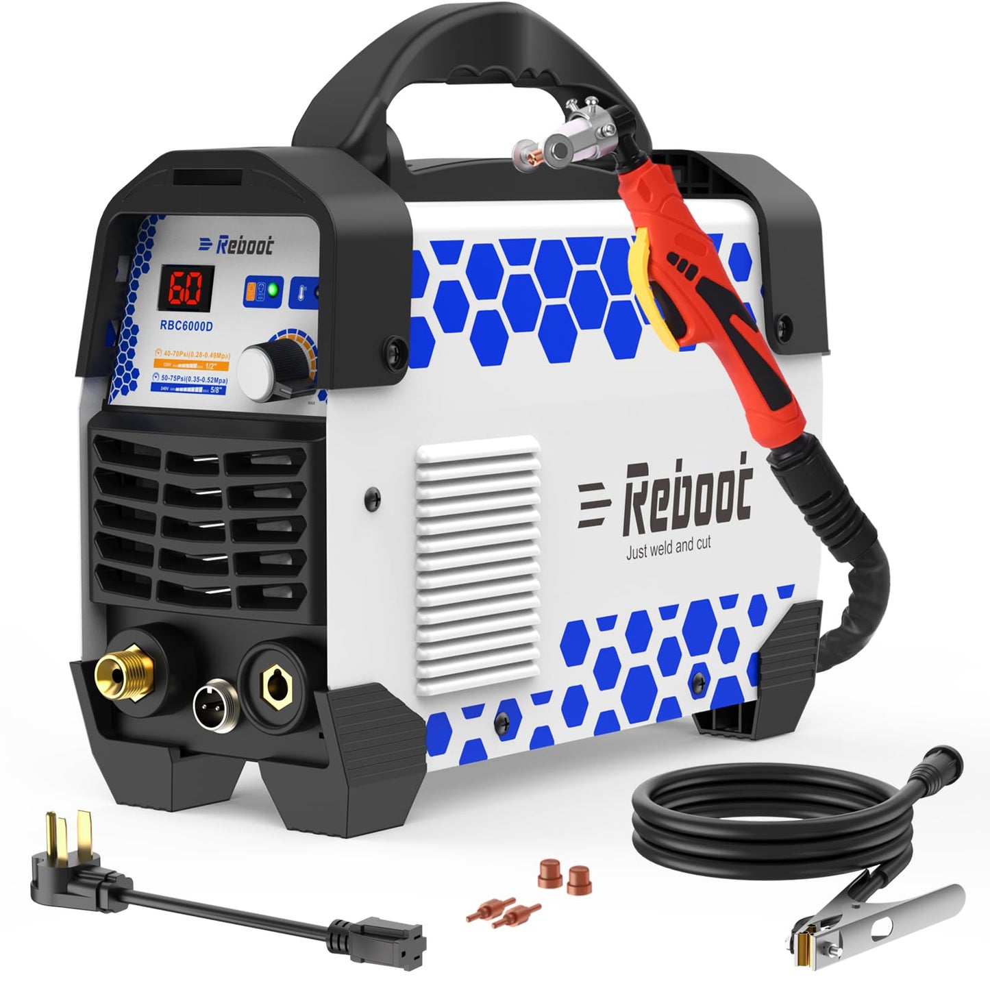 Reboot 60A Plasma Cutter Dual Voltage 120V/240V with Reboot 2PCS PT-31 Roller Guide Wheel Spacer Circle Compass Stand Off