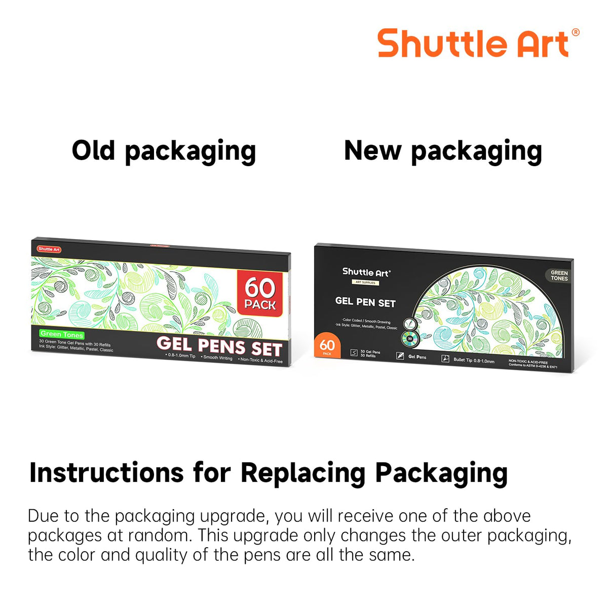 Shuttle Art 60 Pack Green Tone Gel Pens, 30 Green Tone Gel Pens with 30 Refills for Adults Coloring Books Journaling Drawing Nature, Landscapes, Animals Scenes