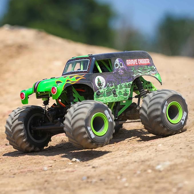 Losi 1/18 Mini LMT Grave Digger 2S 4X4 RTR Brushed Monster Truck Battery &amp Charger Included Green LOS01026T1