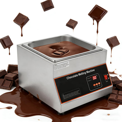 Bokknppo Chocolate Tempering Machine 32-203°F Commercial Chocolate Melting Pot 26.46 lbs Stainless Steel Food Warmer Air-heating Chocolate Fondue with Lid for Restaurant Home Party (Single Pot)