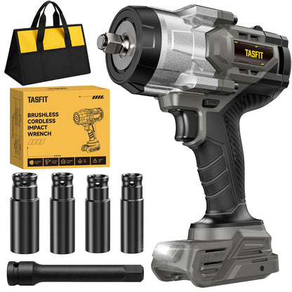 TASFIT Cordless Impact Wrench 1/2", Compatible with DeWalt 20V Battery, 1500N.m(1106Ft-Lbs) High Torque Brushless Electric Impact Gun with 3-Speed, Heavy Duty Impact Driver (Bare Tool & NO Battery)