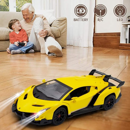 Remote Control Car RC Cars Racing Car 1:18 Licensed Toy RC Car Compatible with Lamborghini Model Vehicle for Boys 678 Years Old Yellow