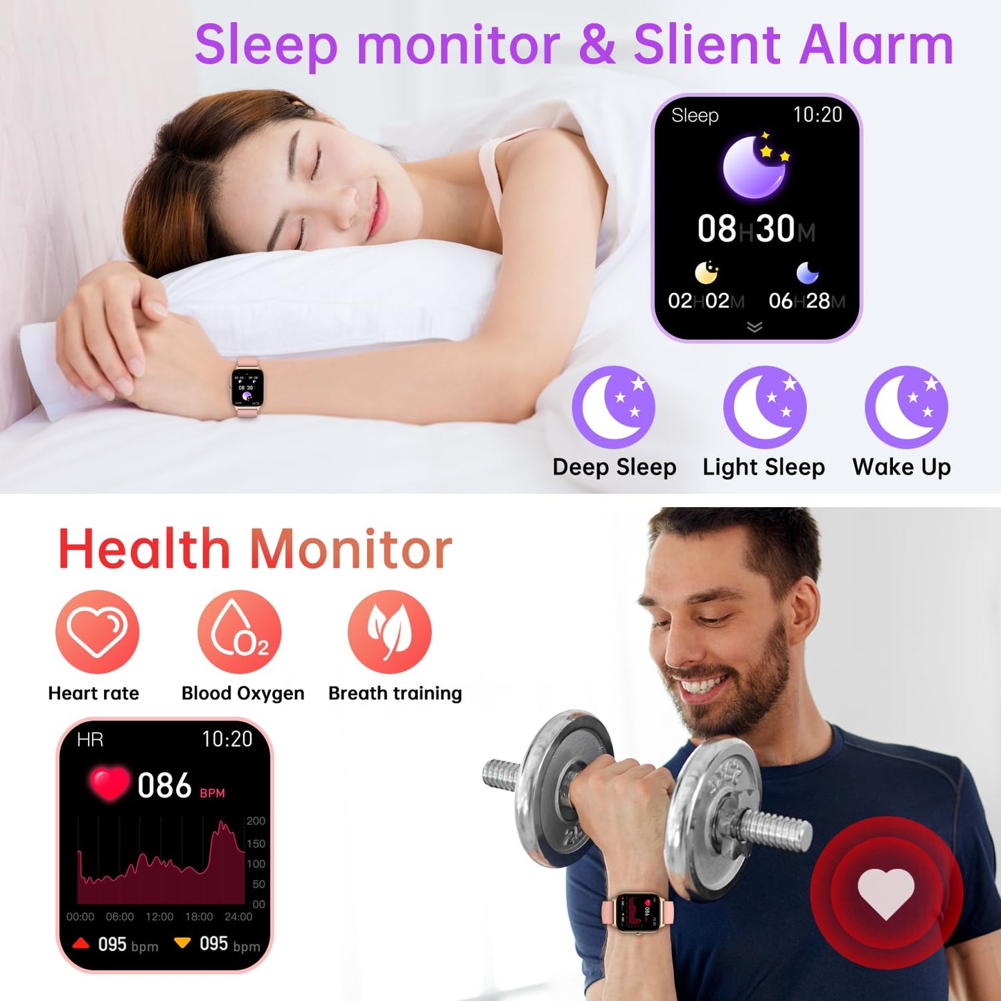 Smart Watch for Women Fitness Tracker: Waterproof Make/Answer Call Smart Watches for Women Running Digital Mens Watches Step Smartwatch Android Phones iPhone Samsung Compatible Heart Rate Monitor