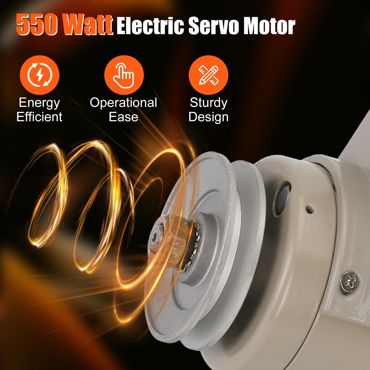 Sewing Machine Servo Motor, 550W Electric Servo Motor, AC110V, 3/4HP, 3450RPM，Industrial Servo Motor with Carbon Brush, Energy Efficient, Quiet Operation, Instructions
