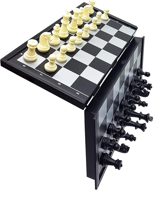 Lexibook Chessman® Classic Magnetic and Foldable Chess Game 32 Pieces Family Board Game Black/Grey CGM320