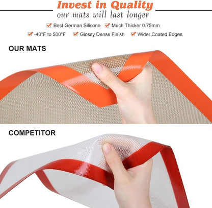 Reusable Silicone Baking Mat 42 x 29.5 cm – Non-Stick Oven Liner, Heat Resistant Silicone Baking Sheet for Cookies, Pastry & Roasting-2pcs Set