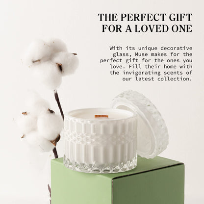 Hidden Label Decorative Jar Candle,Wood Wick Candles, Fresh Cotton + Citrus &Sage Scented Candle
