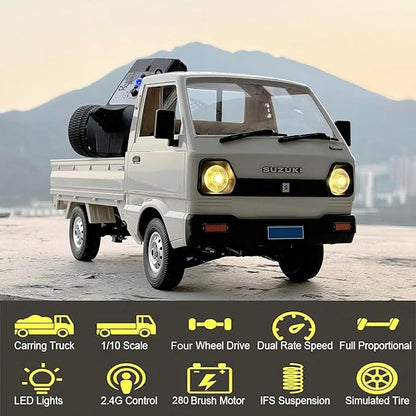 RC Kei Truck WPL D14 RC Car Off Road RTR Suzuki 1/10 Scale Remote Control Kei Truck RC Drift Car 4x4 2.4 GHz 280 Motor Fully Proportional Carry Vehicle Revised Chassis 4WD Hobby Toy Adult