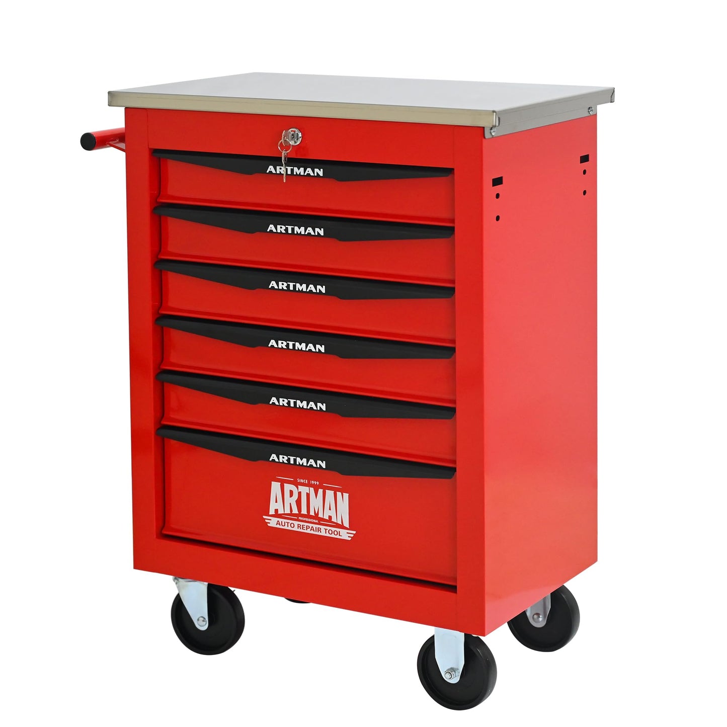 KEIKI 6 Drawers Tool Cart on Wheels,Multifunctional Rolling Tool Chest Tool Storage,Drawers Rolling Tool Trolley Organizer Tool Case for Garage, Warehouse, Workshop, Repair Shop (Red)