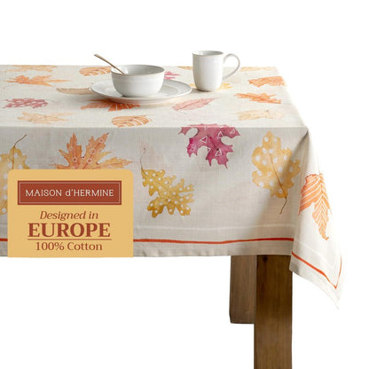Maison d' Hermine Table Cloth Rectangle Table 100% Cotton 60 x 108 Inches Fall Tablecloth Reusable Everyday Use for Thanksgiving Christmas Decorations Dining Farmhouse Party (Colours of Autumn)