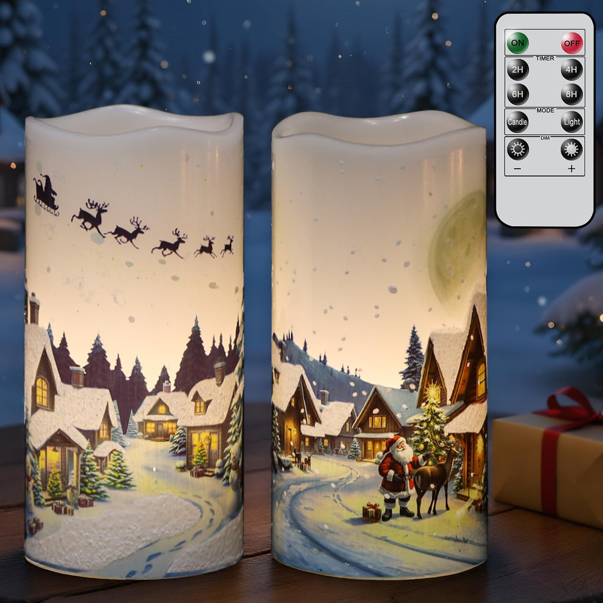 GenSwin Red Bird Flameless Candles with Timer, LED Candles with 3D Wick, Real Wax Pillar Candles for Halloween Christmas Indoor Decorations(D3” x H4”5”6”)