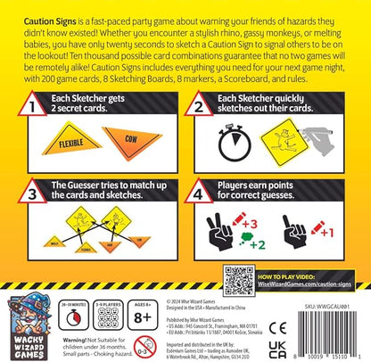 Wacky Wizard Games Caution Signs: A Hilarious Quick-Sketch Party Game