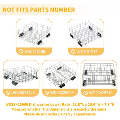 Allstare WD28X25960 Dishwasher Lower Rack Replacement Parts for GE Dishwasher Parts GE Profile Monogram Adora Triton XL Cafe Dishwasher Lower Dishrack Assembly GE Dishwasher Bottom Rack Drawer 1 Pack